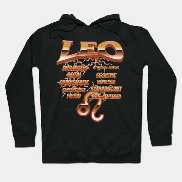 Leo Retro 90s Band Zodiac Birthday Traits Lightning Hoodie by Lavender Celeste